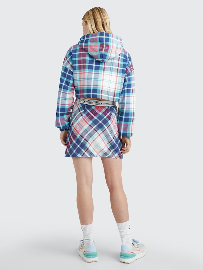 Tommy Jeans Tartan Cropped Fit Women's Hoodie Tartan | 64CzIXUgTFuN