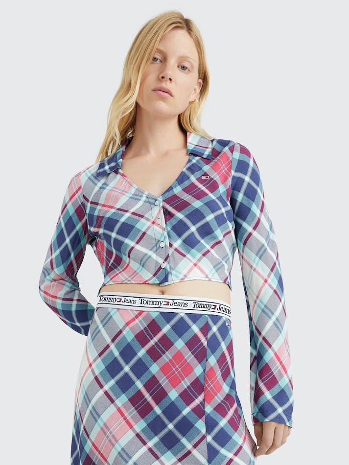 Tommy Jeans Tartan Cropped Women's Shirts Tartan | KfkVNWejLajg