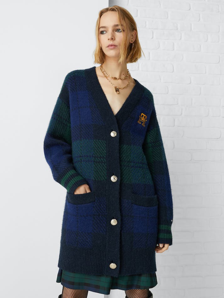 Tommy Hilfiger Tartan V-Neck Women's Cardigan Black | yWpEQLgbHgPc