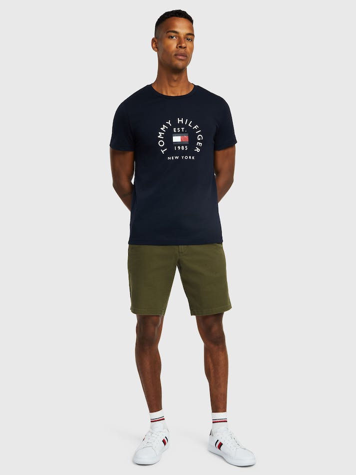 Tommy Hilfiger Text Bar Men's T Shirts Blue | iDCQQqnXB3Og