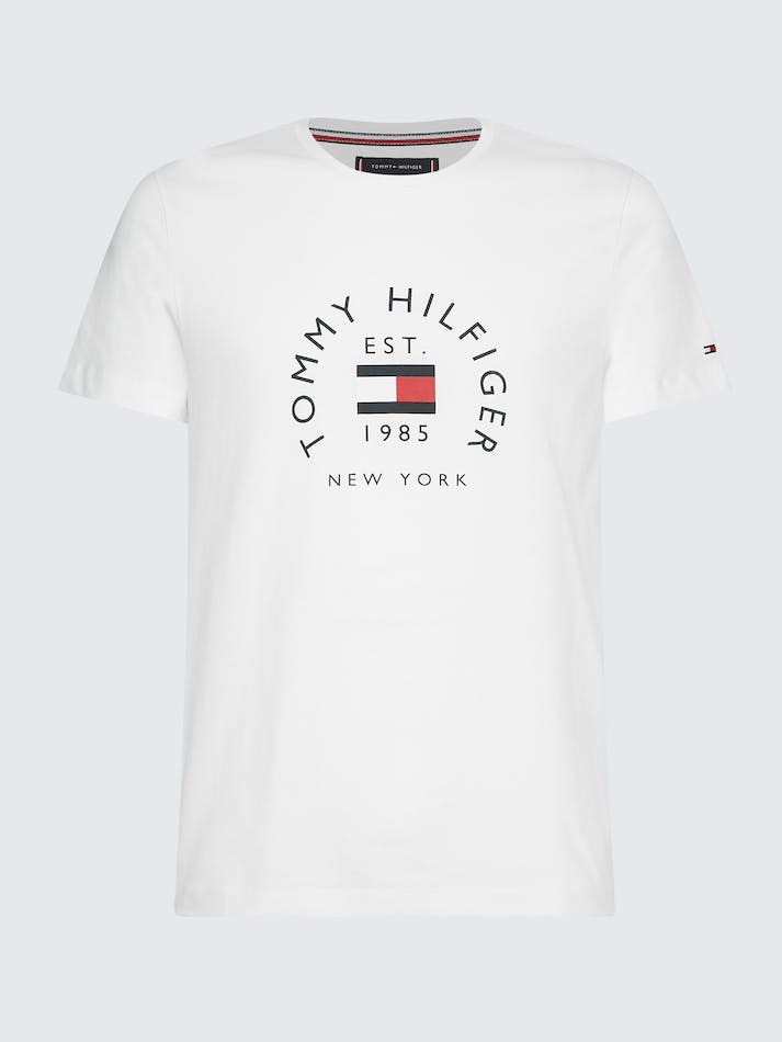 Tommy Hilfiger Text Bar Men's T Shirts White | LoJDIR6LY4II