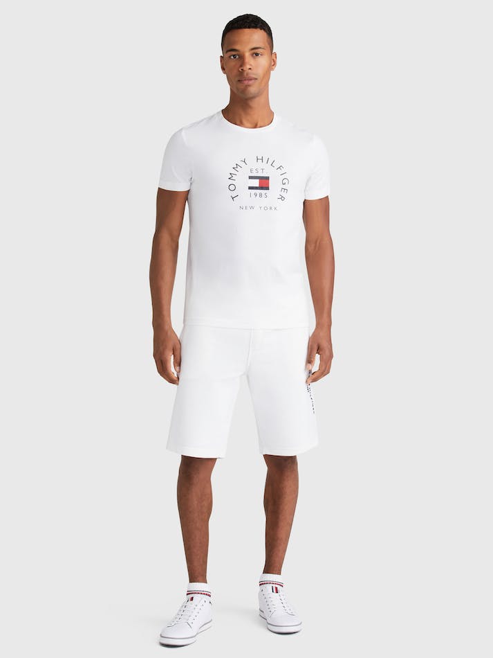 Tommy Hilfiger Text Bar Men's T Shirts White | LoJDIR6LY4II