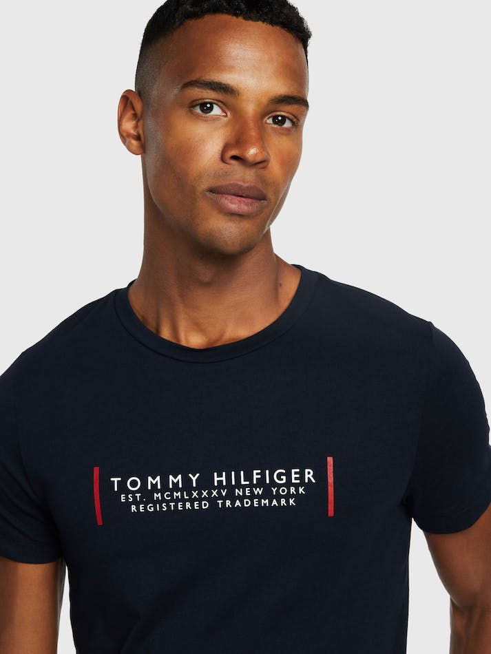 Tommy Hilfiger Text Corp Men's T Shirts Blue | zWH4vunJOf72