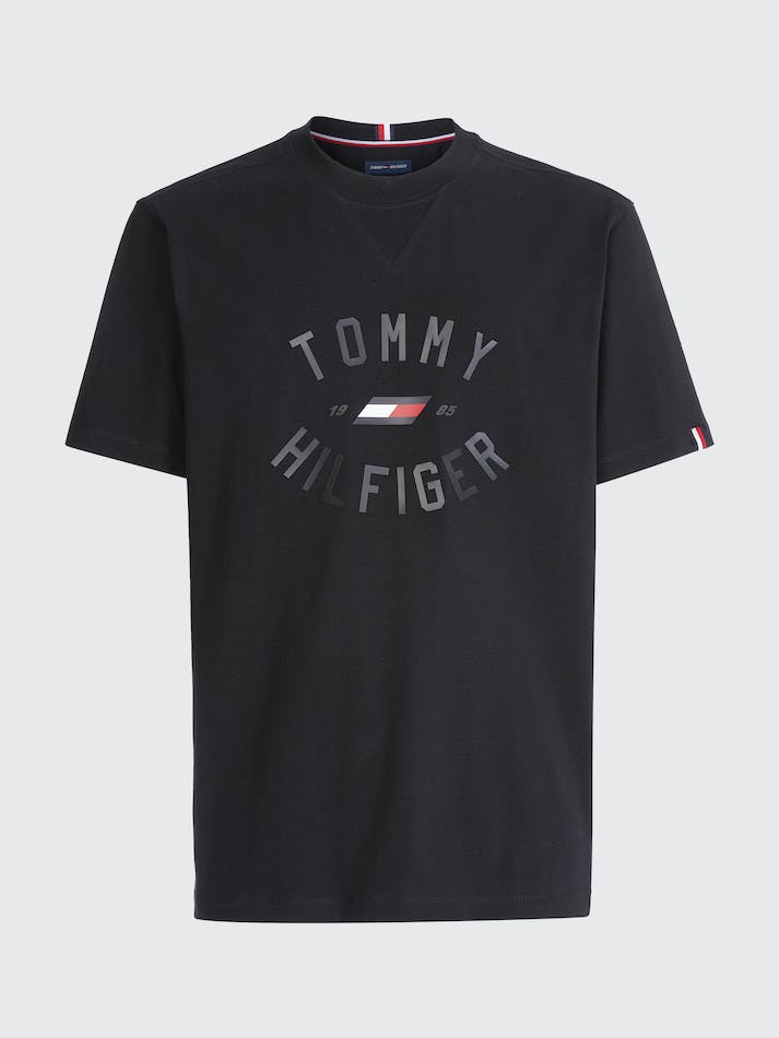 Tommy Hilfiger Th Cool Varsity Logo Men's T Shirts Black | S5oiFcf8UFf3