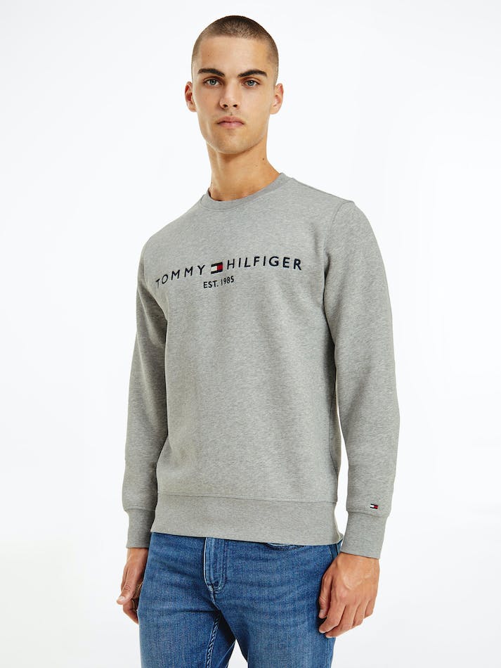 Tommy Hilfiger Th Flex Logo Men\'s Sweatshirt Light Grey | hQ6QBiOFUGs9