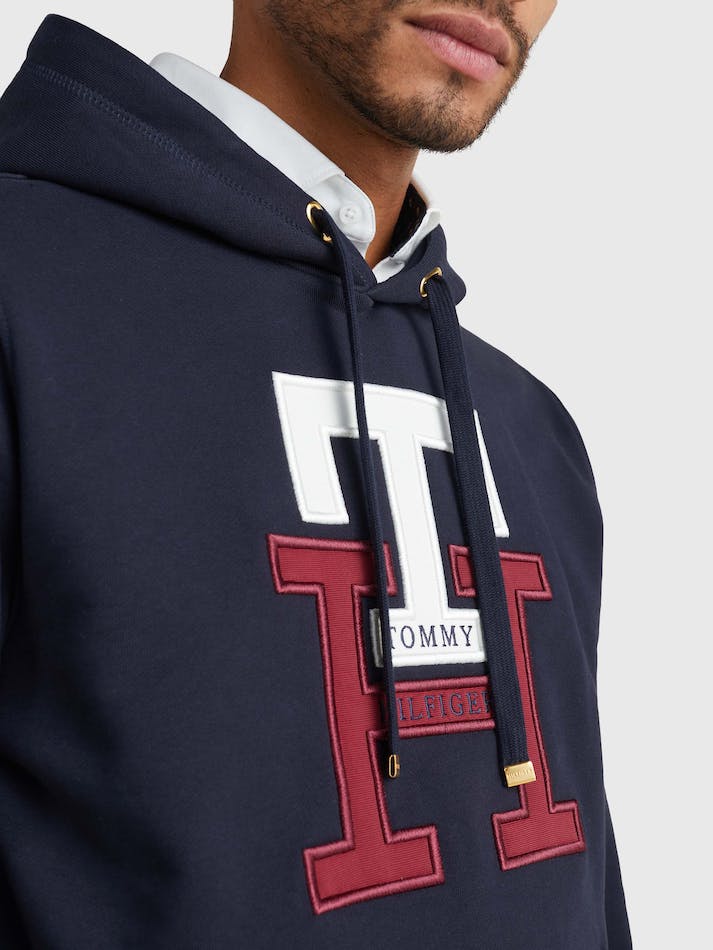 Tommy Hilfiger Th Monogram Applique Men's Hoodie Blue | EMaXRd1ZeIJo