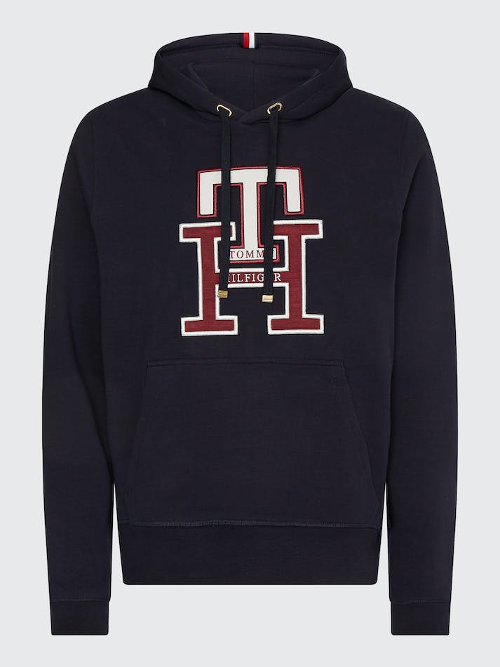 Tommy Hilfiger Th Monogram Applique Men's Hoodie Blue | EMaXRd1ZeIJo