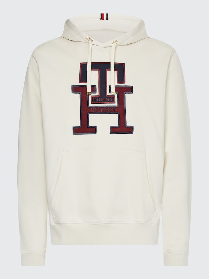 Tommy Hilfiger Th Monogram Applique Men's Hoodie White | yYBkfmsx8Bwf