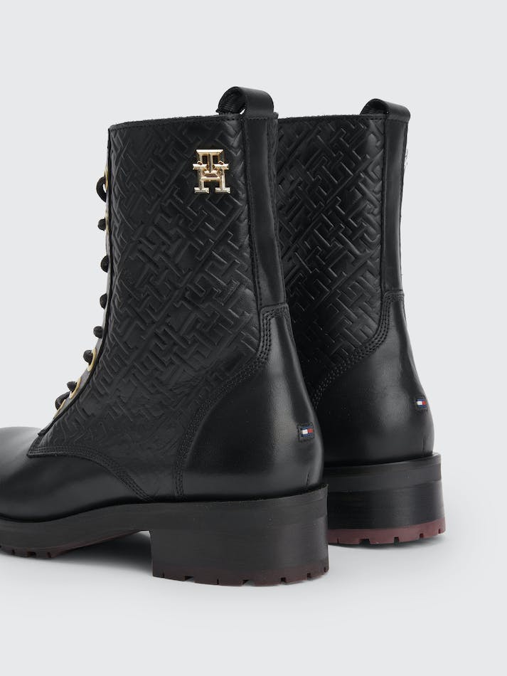 Tommy Hilfiger Th Monogram Biker Women's Boots Black | A4YLkgFuiGmR