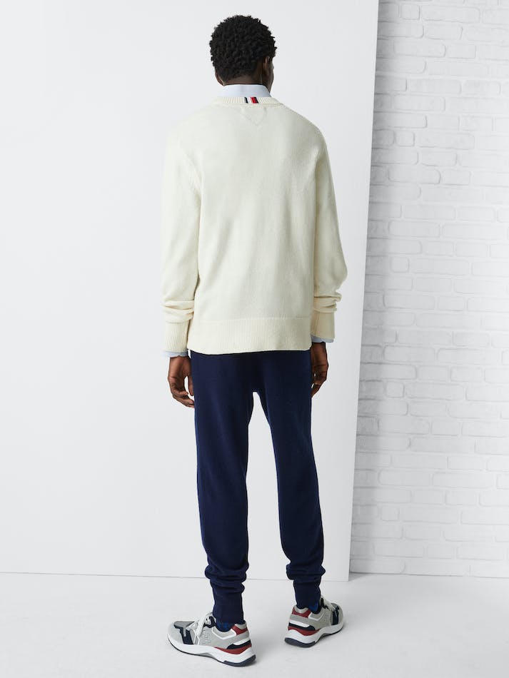 Tommy Hilfiger Th Monogram Crew Neck Men's Jumpers White | bKBITOoj6sGl