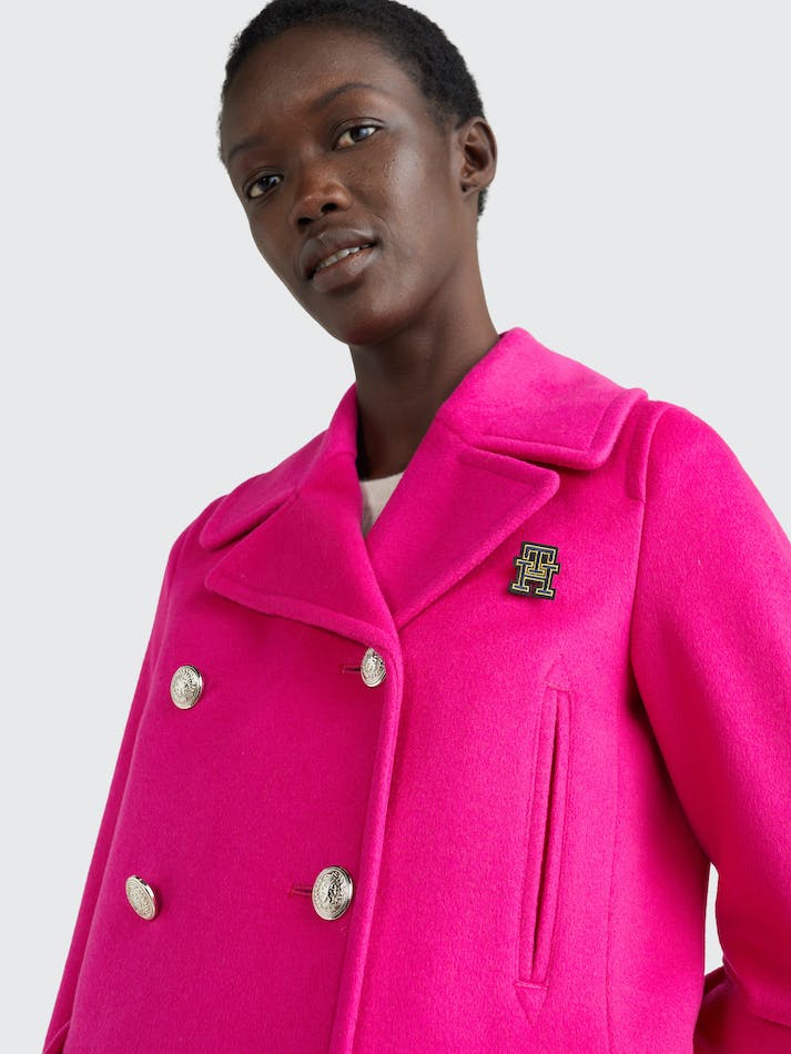 Tommy Hilfiger Th Monogram Double Breasted Women's Coats Pink | zE1A8EVVH4O4