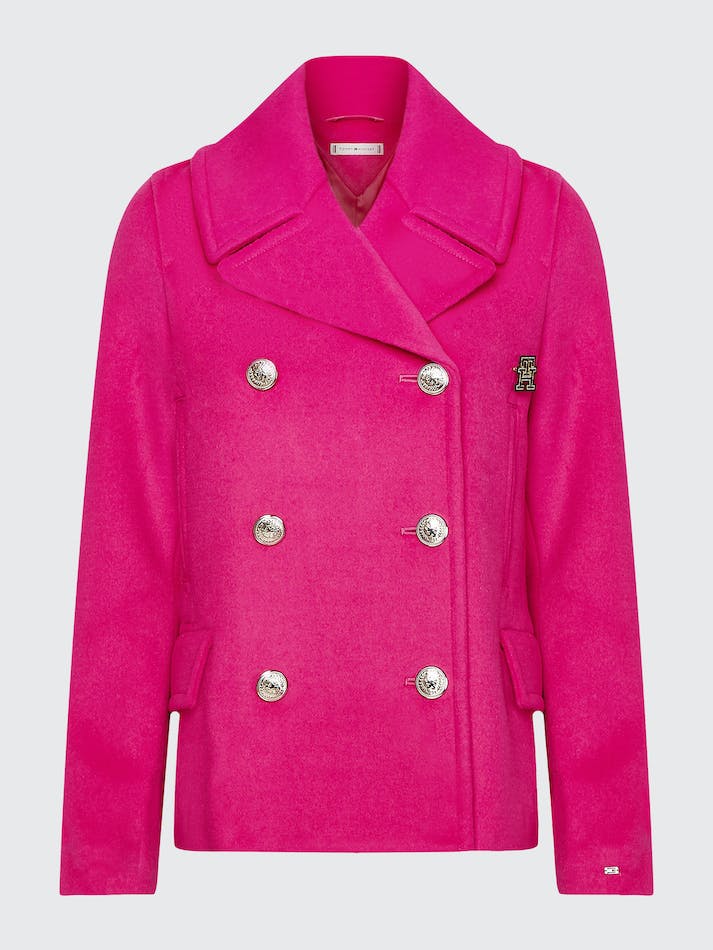 Tommy Hilfiger Th Monogram Double Breasted Women's Coats Pink | zE1A8EVVH4O4