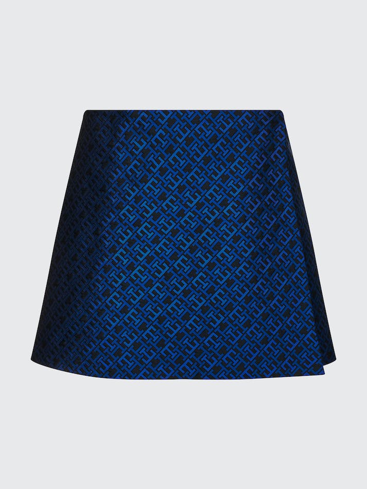 Tommy Hilfiger Th Monogram Jacquard Straight Mini Women's Skirts Blue | a6x9F0lPhbo4