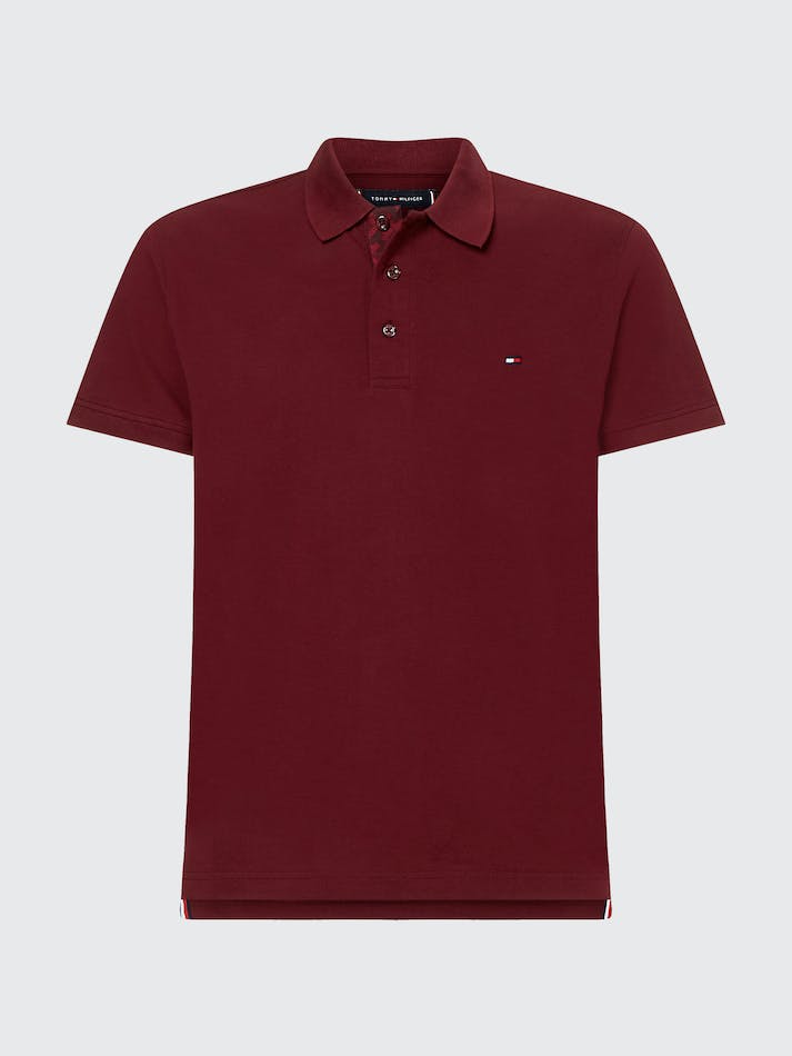 Tommy Hilfiger Th Monogram Placket Slim Fit Men's Polo Shirts Dark Red | gSTa783ivRE7