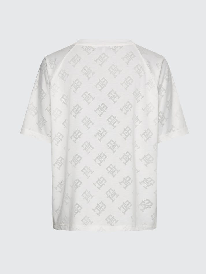 Tommy Hilfiger Th Monogram Relaxed Fit Women's T Shirts White | NQdLKn0IZILt