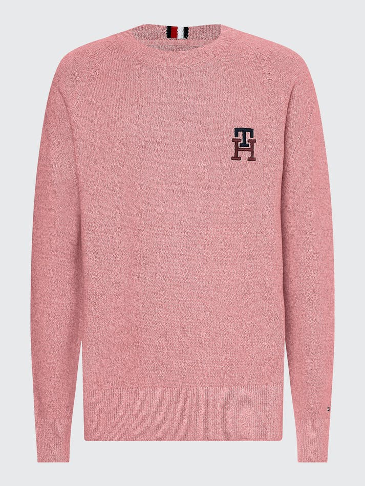 Tommy Hilfiger Th Monogram Supima Relaxed Men's Jumpers Pink | 9681wyhB9P46