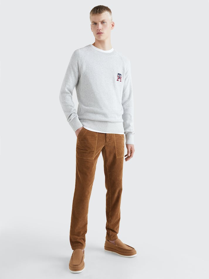 Tommy Hilfiger Th Monogram Supima Relaxed Men\'s Jumpers Light Grey / White | Gsj2vrb2HV58