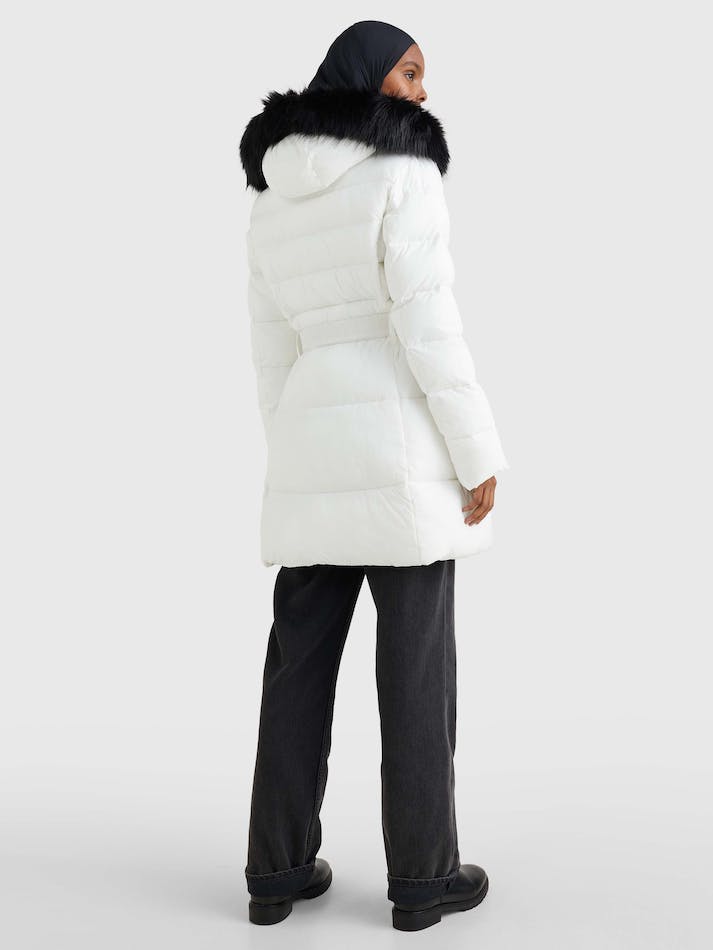 Tommy Hilfiger Th Protect Padded Belted Puffer Women's Coats White | bahTCucDdNvC