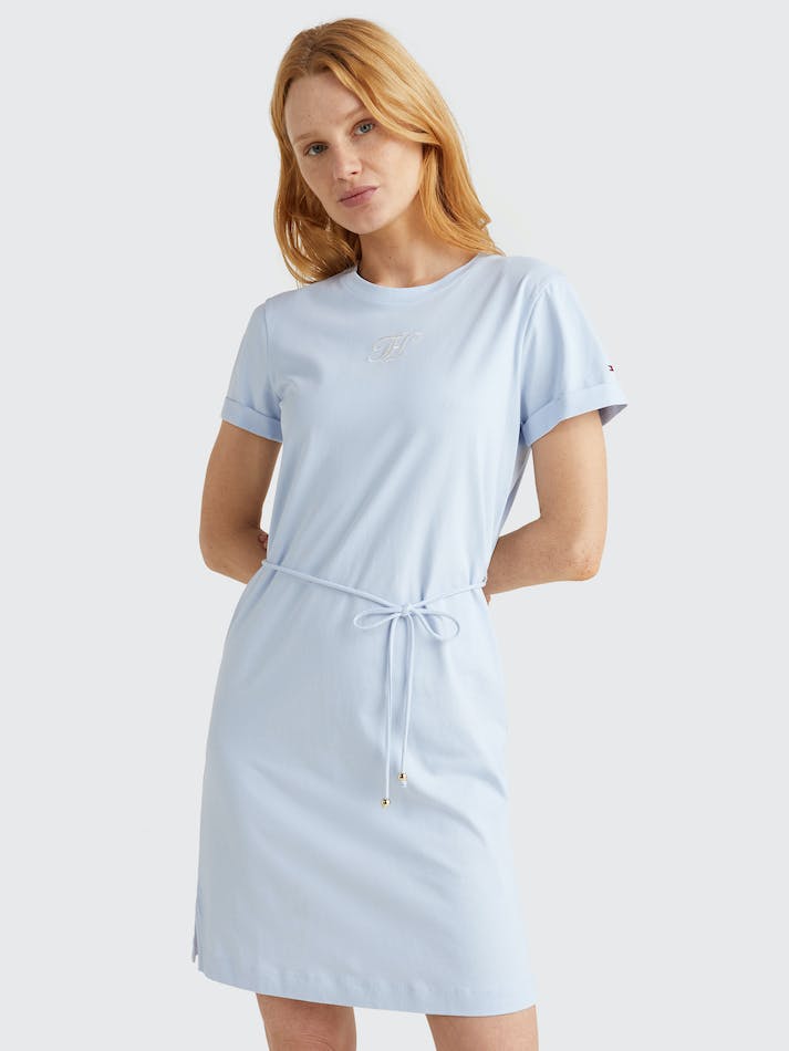 Tommy Hilfiger Tie Waist Mini Women's Dress Blue | fLnEGZcBAvWn