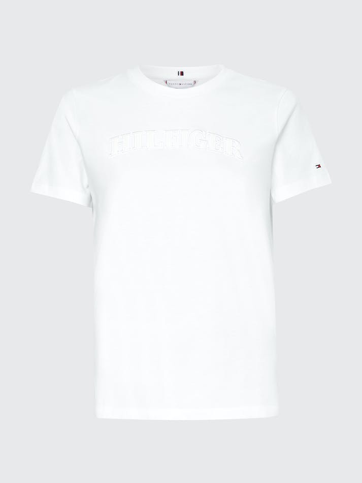 Tommy Hilfiger Tonal Logo Embroidery Women's T Shirts White | GpQPT1YWg4l5