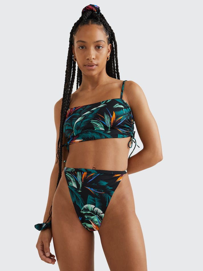 Tommy Hilfiger Tropical High-Waist Cheeky Bikini Women's Swimwear Vintage Dark Tropic | FQfTDdUeUbgH