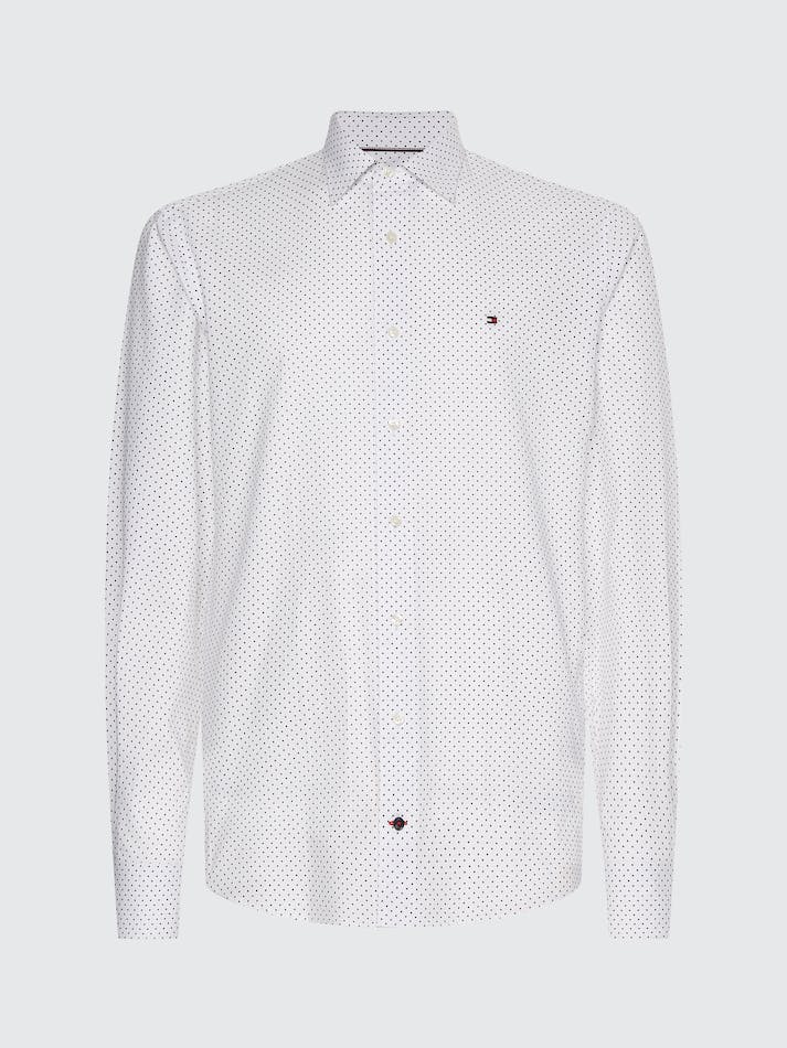 Tommy Hilfiger Twotone Dotprint Men's Shirts White / Navy | kQywATiXWAup