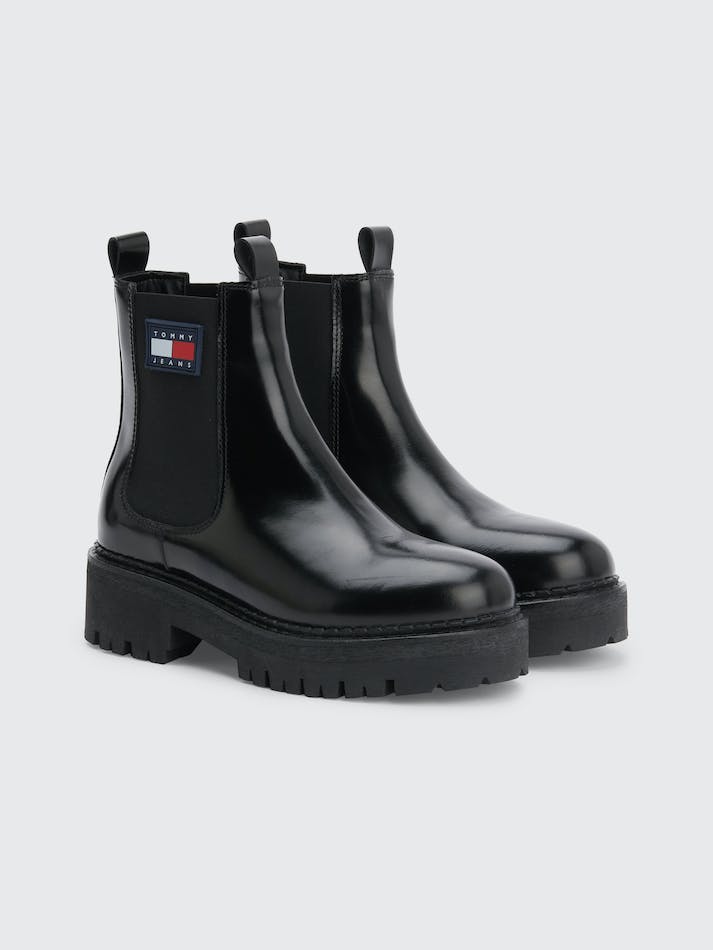 Tommy Hilfiger Urban Leather Chelsea Women\'s Boots Black | JOjah6mNlTFD