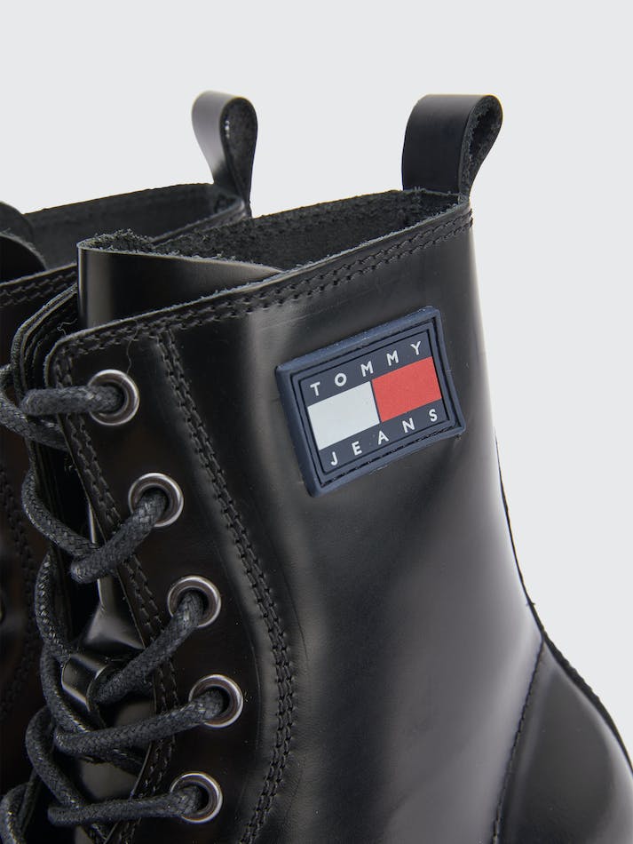 Tommy Hilfiger Urban Leather Lace-Up Women's Boots Black | dx3IgSST6QTZ