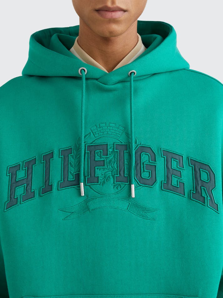 Tommy Hilfiger Varsity Crest Men's Hoodie Verde | DYxK1PN4tfS2