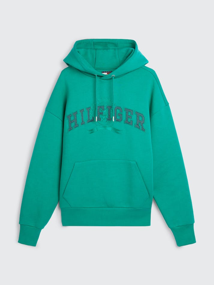 Tommy Hilfiger Varsity Crest Men's Hoodie Verde | DYxK1PN4tfS2