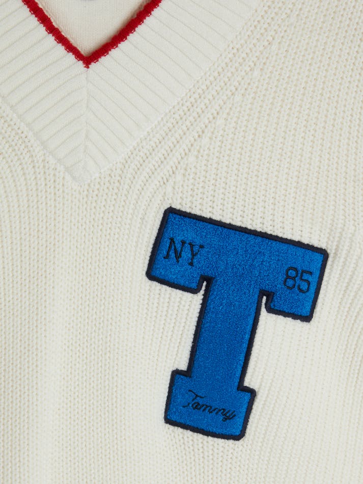 Tommy Jeans Varsity Letter Dual Gender Sweater Unisex Vest White | TMEGW3NYz3Kg