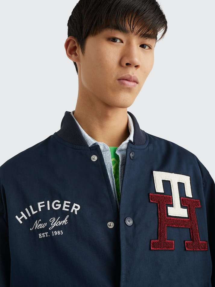 Tommy Hilfiger Varsity Monogram Men's Jackets Blue | H0nzq3qDgGzs