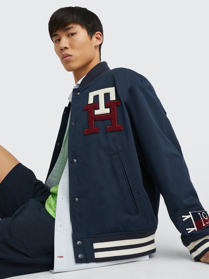 Tommy Hilfiger Varsity Monogram Men's Jackets Blue | H0nzq3qDgGzs