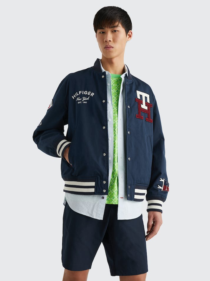 Tommy Hilfiger Varsity Monogram Men\'s Jackets Blue | H0nzq3qDgGzs