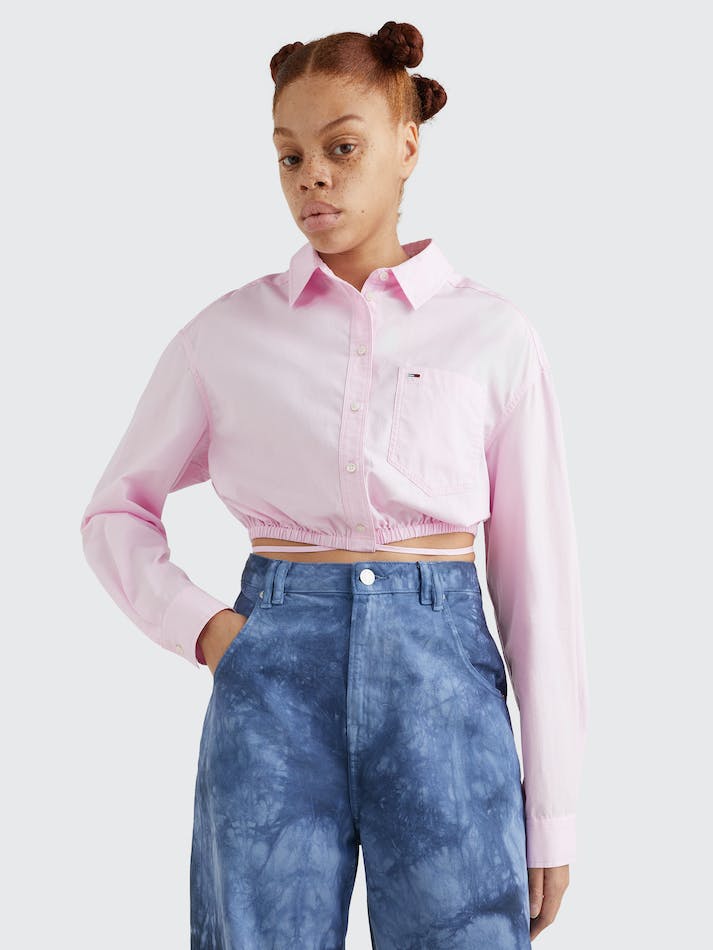 Tommy Jeans Waist Tie Cropped Organic Cotton Women's Shirts Purple | HDlA1DIpgJHa