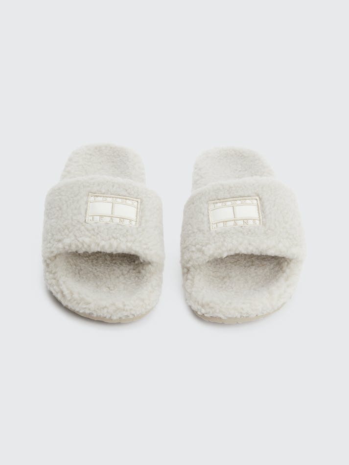 Tommy Hilfiger Warm Lined Sherpa Women's Slippers Beige | P3wHkMdS61N5