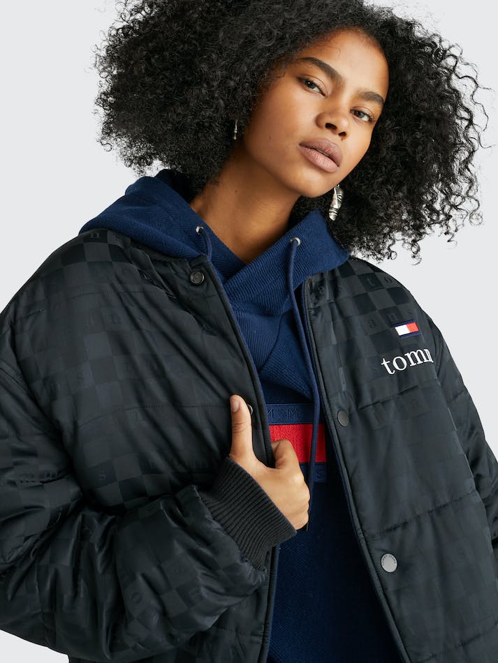 Tommy Jeans Wool-Blend Reversible Bomber Unisex Jackets Dark Grey Navy | VQbcDjeipZGi