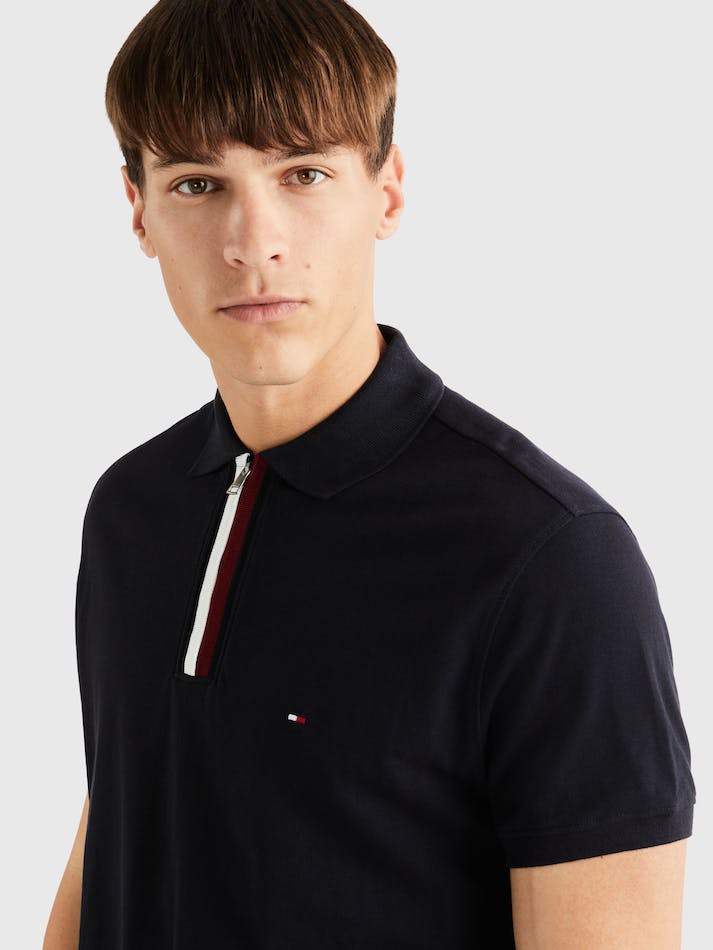 Tommy Hilfiger Zip Regular Men's Polo Shirts Blue | WZq8IKL8wdp2