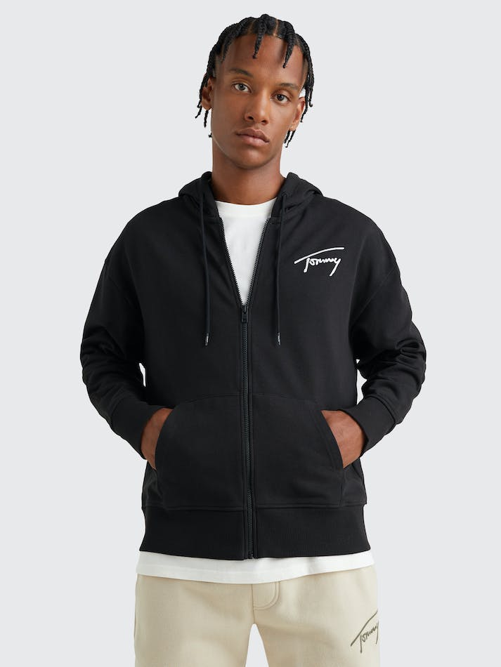 Tommy Jeans Zip-Thru Relaxed Fit Men's Hoodie Black | veMIlz1hSRSu