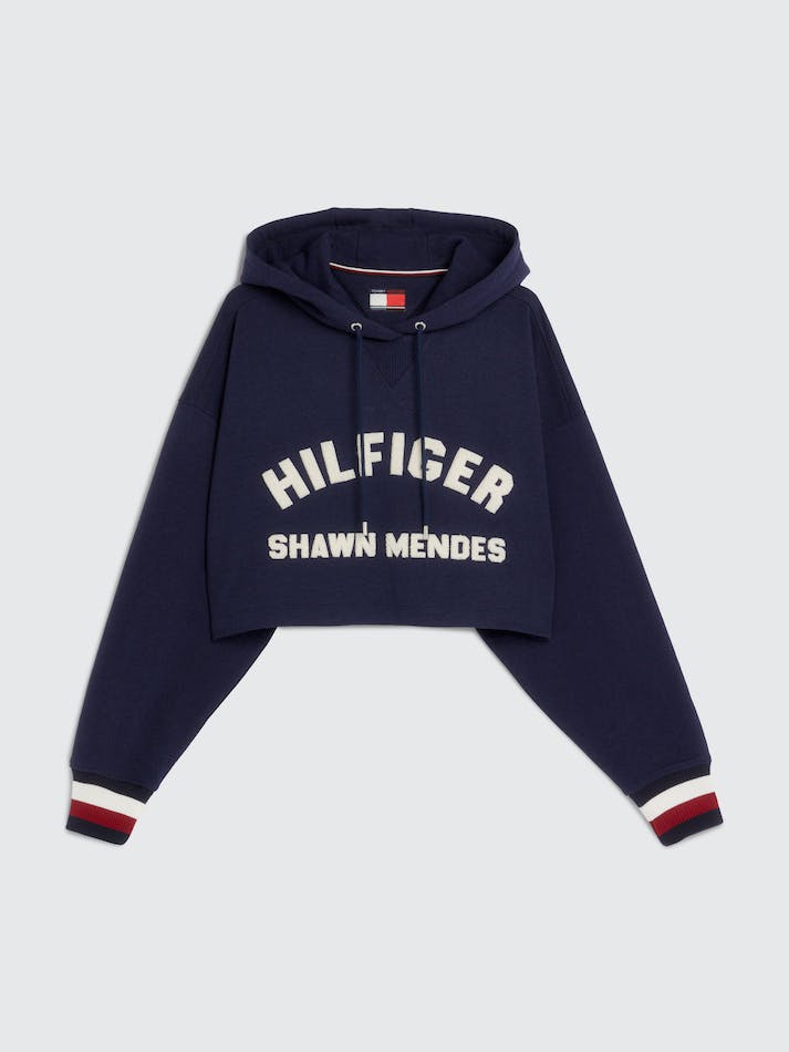 Tommy Hilfiger x Shawn Mendes Graphic Cropped Women's Hoodie Dark Grey Navy | 4gl9nO3O75D8