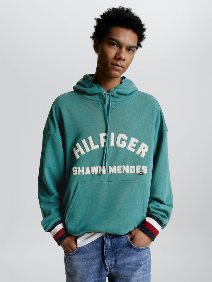 Tommy Hilfiger x Shawn Mendes Logo Men\'s Hoodie Green | 0JLC7wGx8VIa