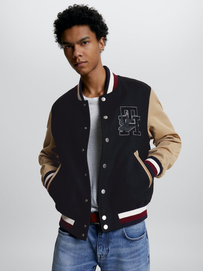 Tommy Hilfiger x Shawn Mendes Varsity Bomber Men\'s Jackets Black | bsEsc17T1Wla