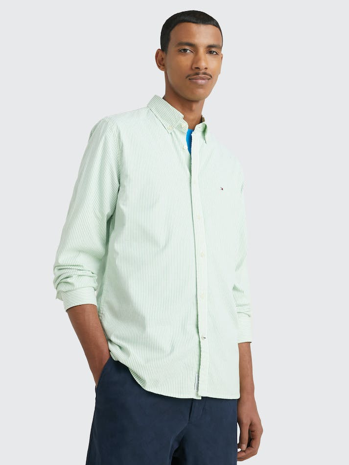 Tommy Hilfiger 1985 Collection TH Flex Regular fit Men's Shirts Light Green / White | RoQ8jU9YtCIh