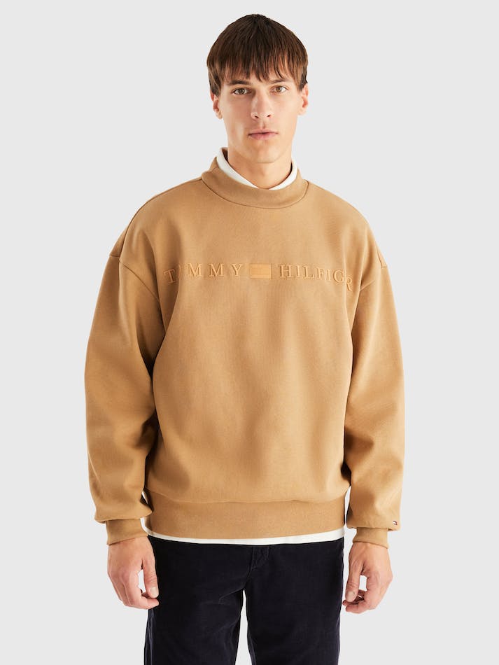 Tommy Hilfiger Archive Hilfiger Logo Men's Sweatshirt Khaki | UDCYUMCShRWW