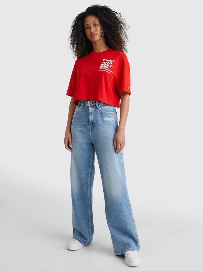 Tommy Jeans Back Logo Crop Women's T Shirts Deep Red | alEvW6gztWt3