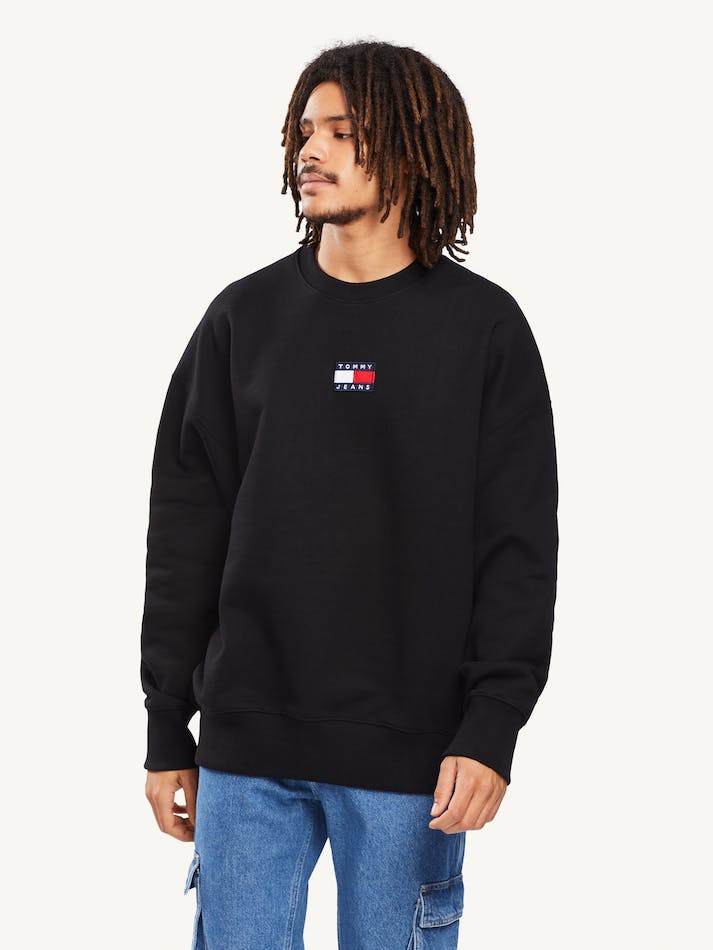 Tommy Hilfiger Badge Fleece Men's Sweatshirt Black | Tro8Y9DsaI3d