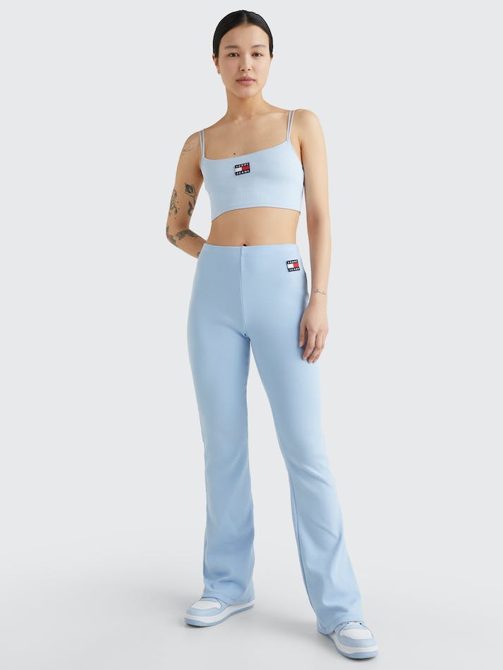 Tommy Jeans Badge Full Length Skinny Flared Women's Leggings Blue | 2EGV42UHwbYa