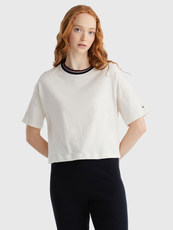 Tommy Hilfiger Border Stripe Women's Tops White | AmaDPF0uoGsy