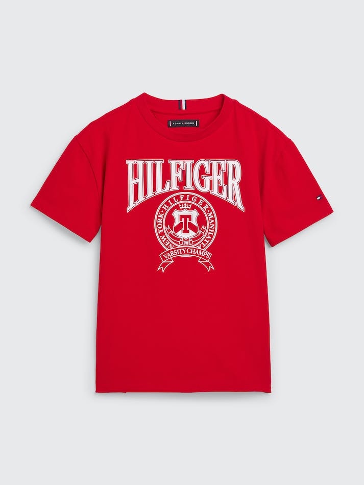 Tommy Hilfiger Boys 3-7 Logo Peached Jersey Kids' T Shirts Deep Red | zBR18kSUXHCC