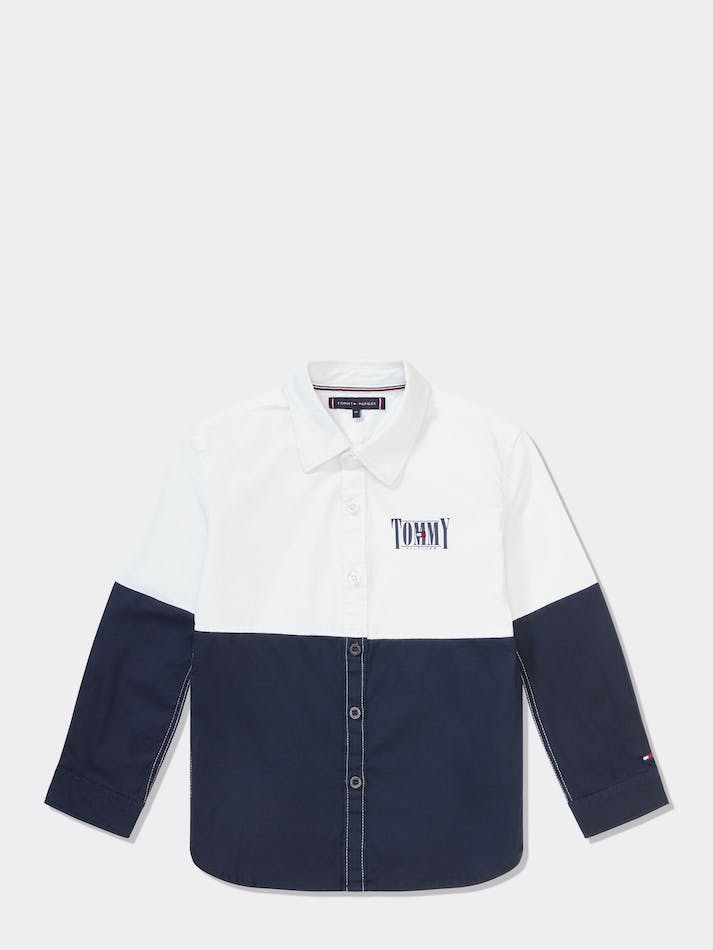 Tommy Hilfiger Boys 8-16 Horizontal Colourblock Kids' Shirts Blue / White | RW0sG0Dil6ar